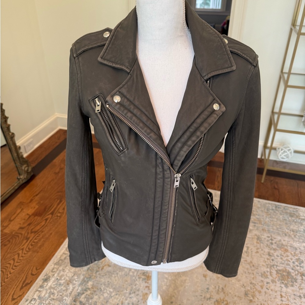 IRO Dark Grey Leather Jacket Timeless Style